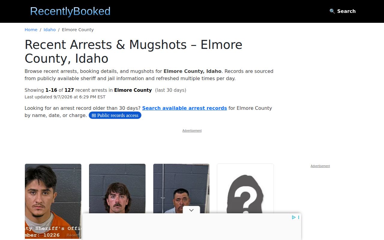 Unofficial RecentlyBooked Elmore County arrests page