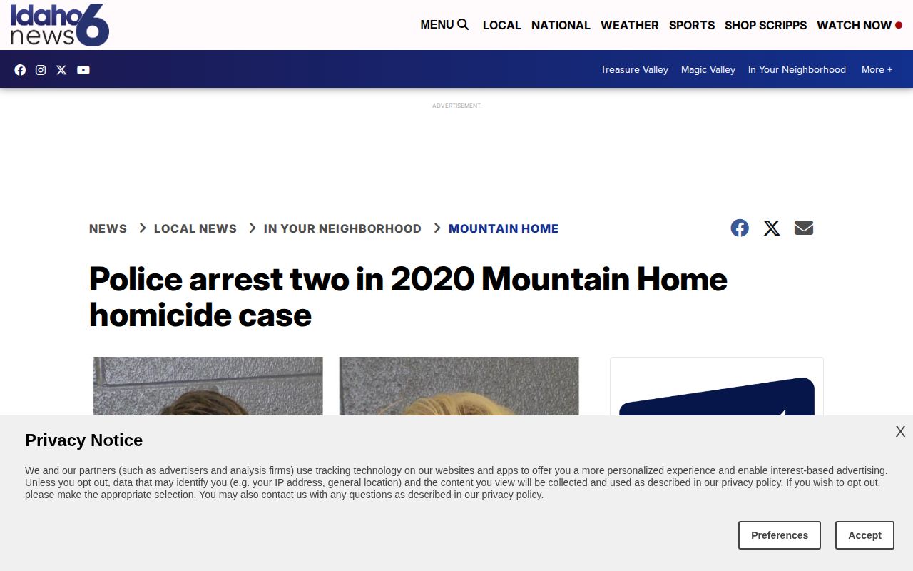 KIVI report about Mountain Home arrests and Elmore County Jail booking