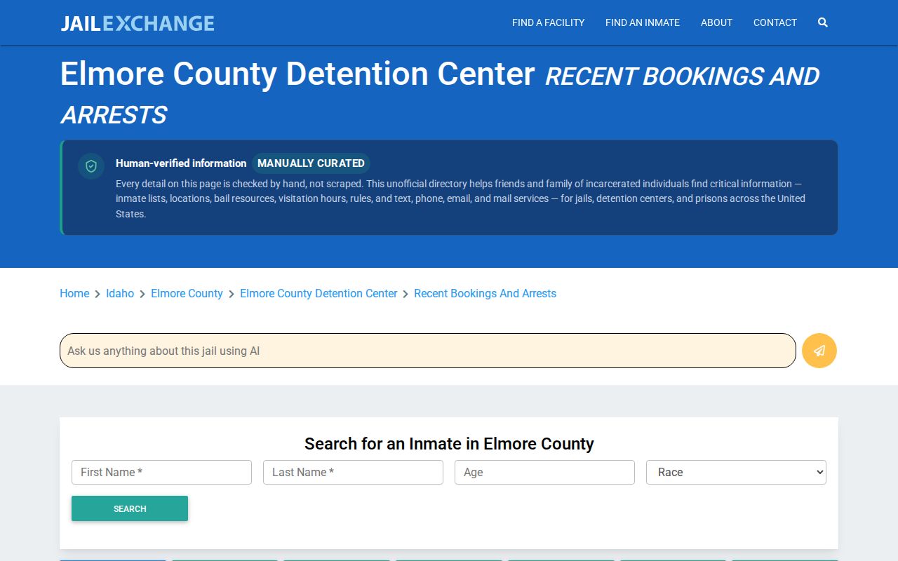 Unofficial JailExchange Elmore County recent-bookings directory